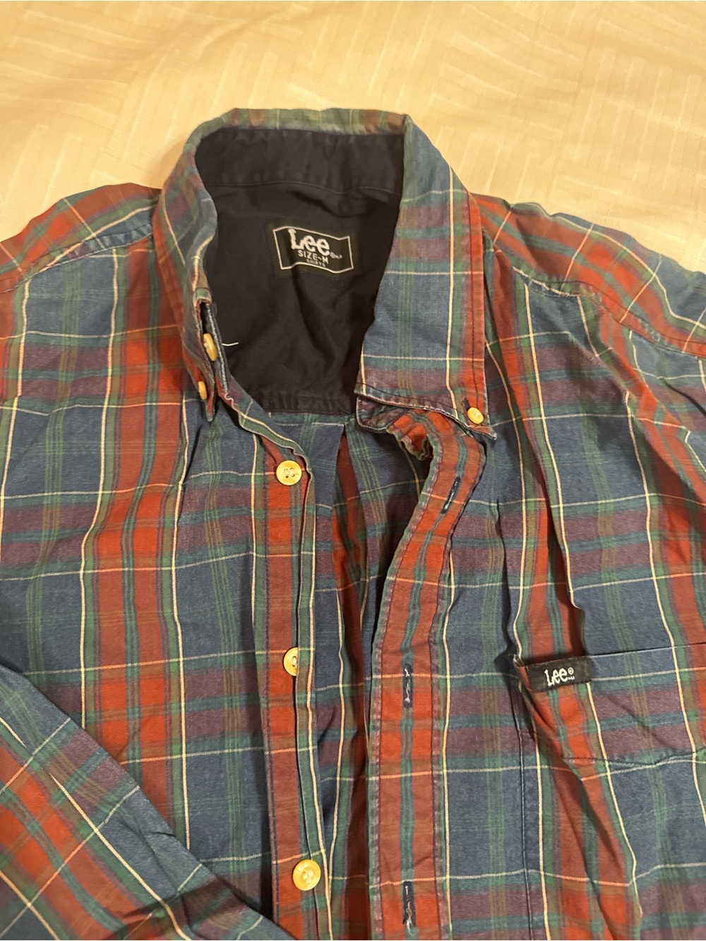 Lee Plaid Button-Up Shirt Jacket in Red and Blue
